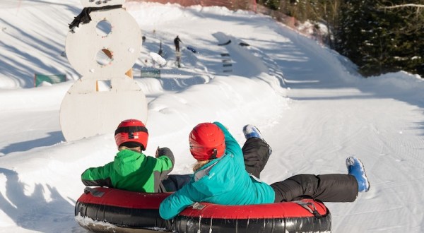 Race Down 300-Foot Snow Tubing Lanes At Schweitzer Mountain In Idaho