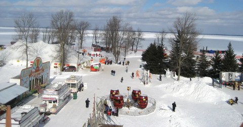 Michigan’s Longest Running Winter Festival Features Snowmobile Drag Racing, An Ice Fishing Contest, And More