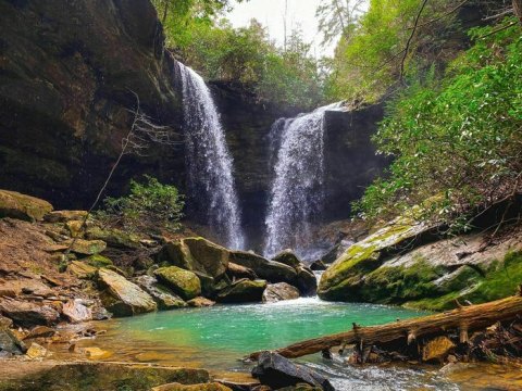 Double Your Waterfall Chasing Pleasure At Pine Island Double Falls, A Double Waterfall In Kentucky