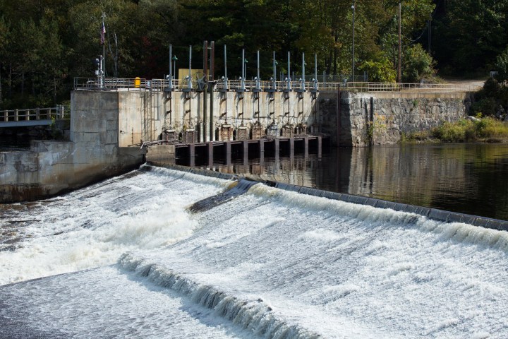 Water flowing on dam in Androscoggin River