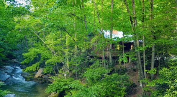 Stay Overnight In This Breathtaking Bungalow Just Steps From A Private Waterfall In North Carolina