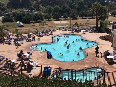 The Most Epic Resort Campground In Northern California Is An Outdoor Playground With A Beach-Themed Sites, Heated Swimming Pool And More