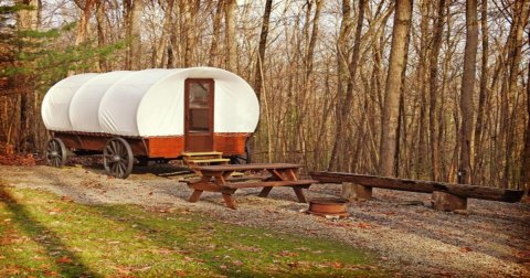 Channel Your Inner Pioneer When You Spend The Night At This Covered Wagon Campground In Sigel, Pennsylvania
