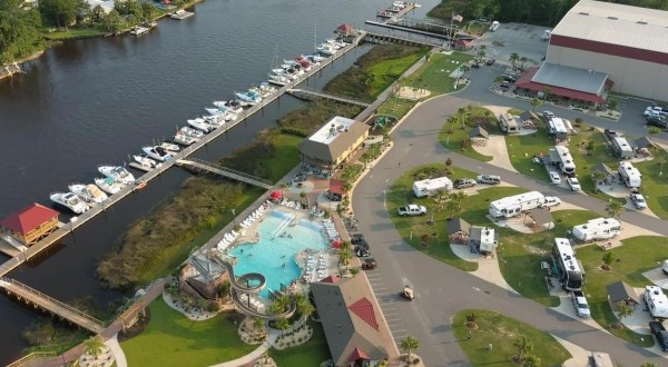 The Most Epic Resort Campground In South Carolina Is An Outdoor Playground With A Wave Pool, Rock Climbing Wall, Splash Pad, And More