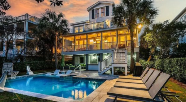 Enjoy A Water-Filled Weekend At This Beach House In South Carolina With Its Own Saltwater Pool And Outdoor Bar