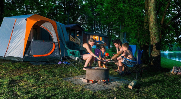 The Most Epic Resort Campground In Ohio Is An Outdoor Playground With An Inflatable Water Obstacle Course, Rock Climbing Pool, And More