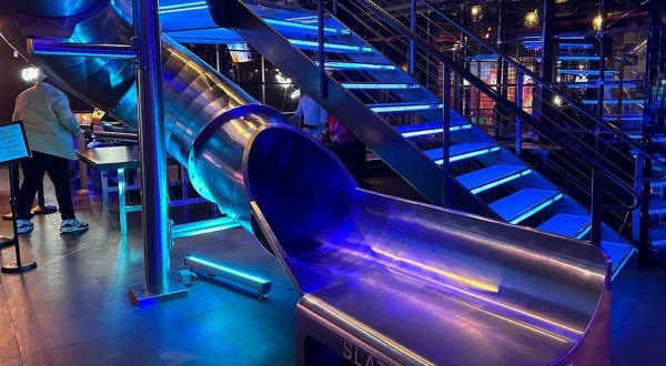 Have A Blast At An Adult Playground With A Massive Slide And Yummy Drinks At Slate NY In New York