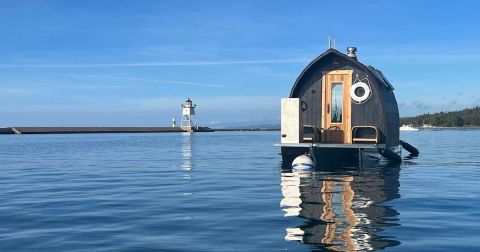 Relax In A Steamy Sauna While Floating On A Northern Minnesota Lake