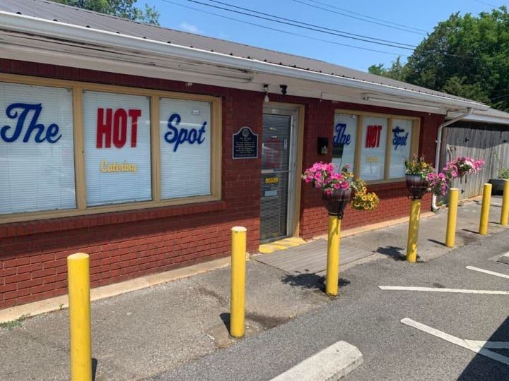 Exterior of The Hot Spot, a small-town diner in Moulton, Alabama