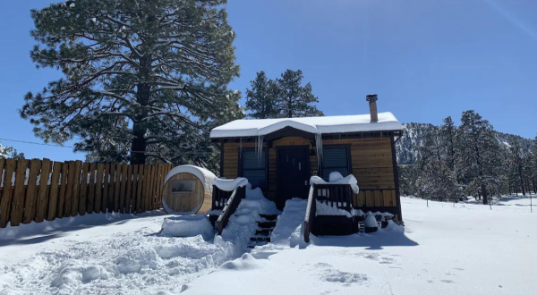 Cozying Up At This Charming Cabin Under A Blanket Of Snow Is The Ultimate Winter Retreat In Flagstaff, Arizona