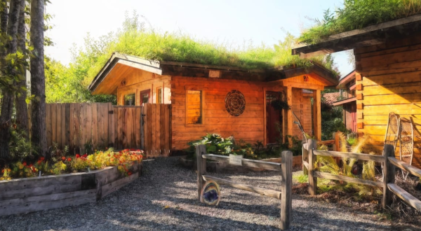 Stay In A Sod Roof Log Cabin Overlooking Downtown Talkeetna’s Historic District In Alaska