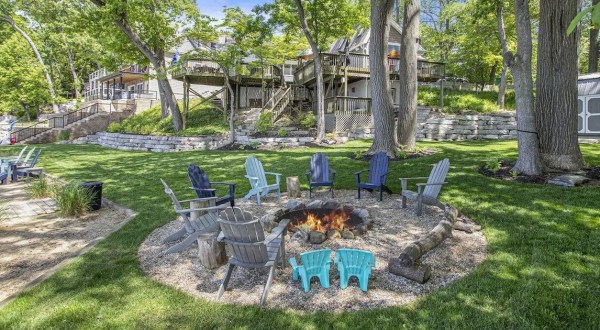 Enjoy A Water-Filled Weekend At This Lakefront Mansion In Michigan With Its Own Tiki Bar