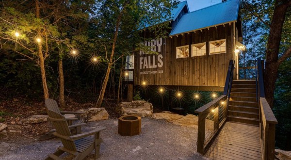 Sleep Among The Trees In A Mountain Top Treehouse Above Tennessee’s Tallest Underground Waterfall